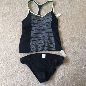 NEW NIKE Tankini 2pc Athletic‎ Racerback Swimsuit Shelf bra Womens Size S